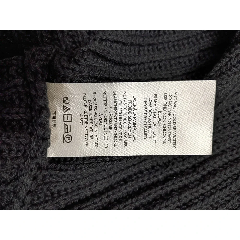 Free People Marlie Deep V Fringe Hooded Pullover Sweater Grey Black OB1332205 S